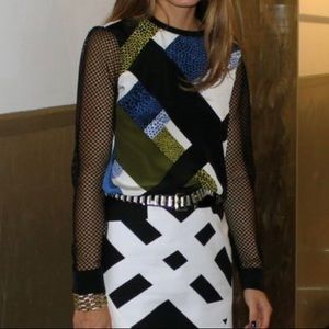 Tibi Nelio Mesh Sleeve Top Size 8